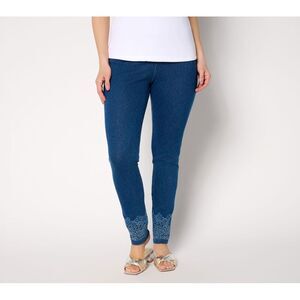 Adidas Women's Petite Pants PM Tummy Control Prime Denim Jeans Blue A696474